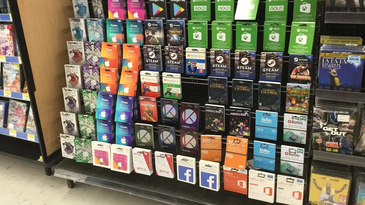 Gift cards at a Walmart in Edmonton, Alberta, Canada in 2017.